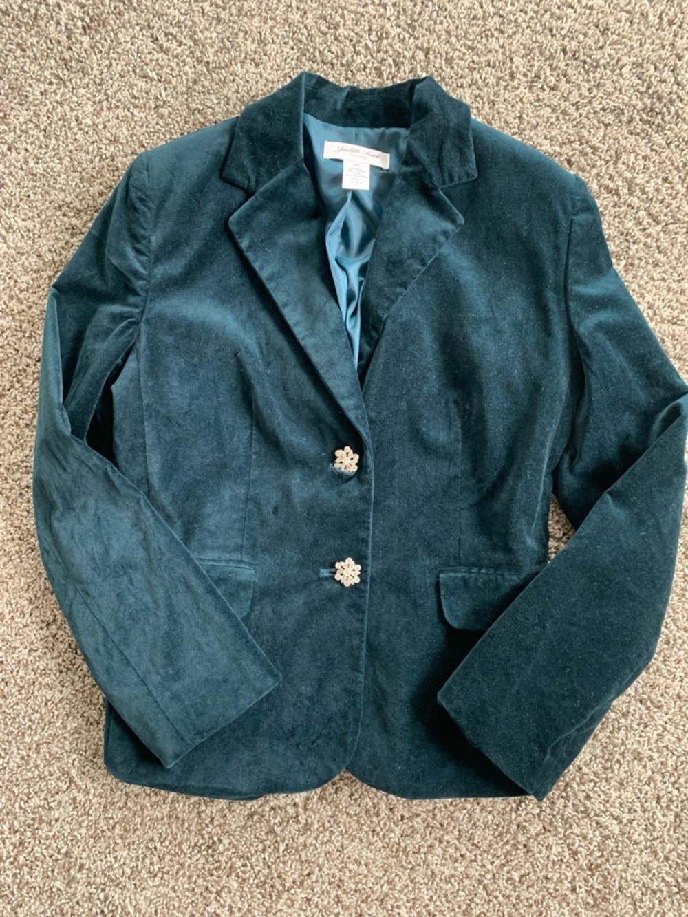 Judith Hart Vintage Dark Teal Velvet Blazer